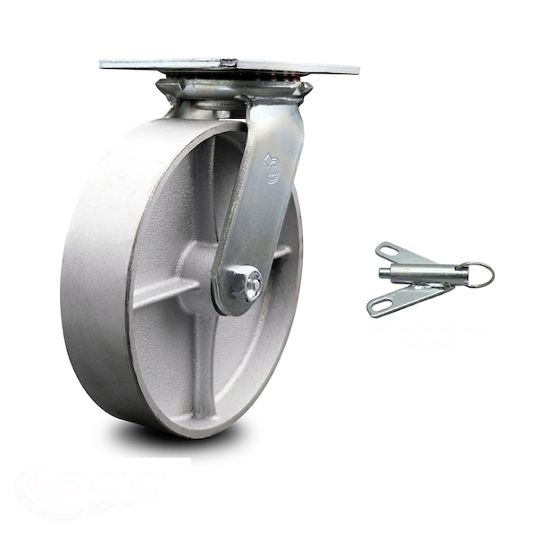 8 Inch Heavy Duty Semi Steel Caster with Ball Bearing and Swivel Lock SCC